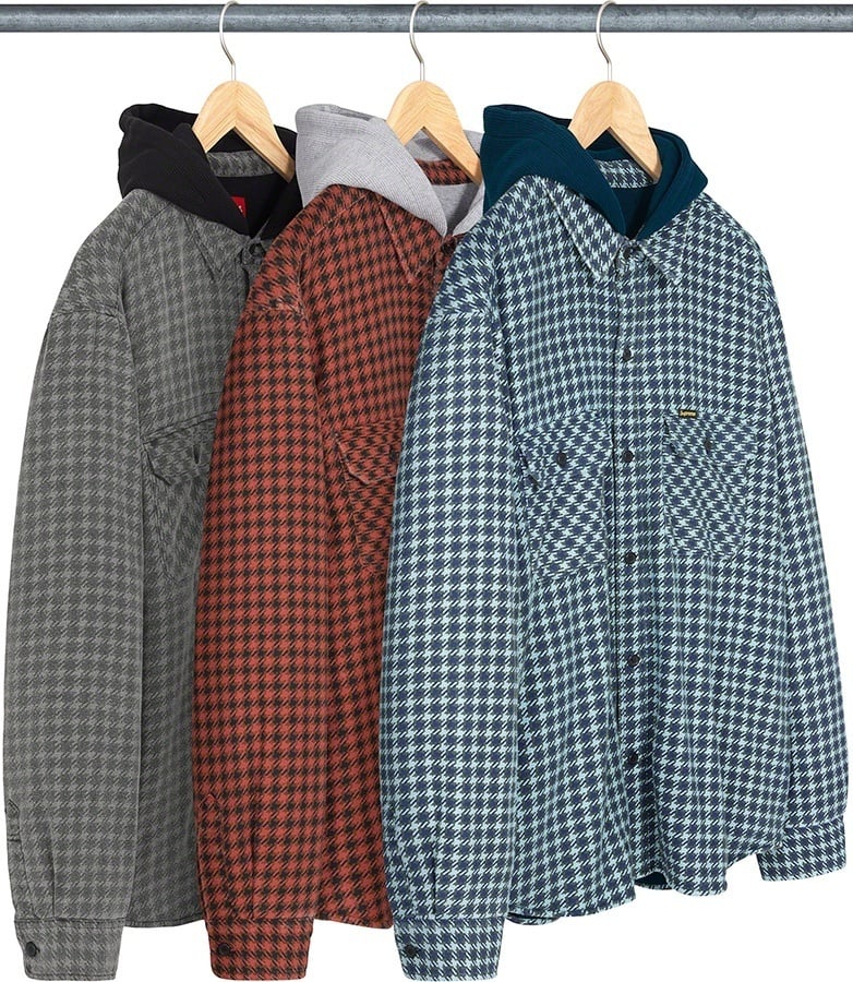 Houndstooth Flannel Hooded Shirt
